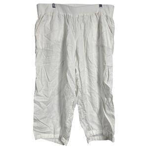 Allen Allen XL Linen Wide Leg Capri Pants Straight Leg